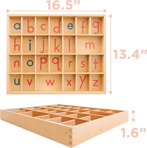 Miniatura 4 de Letras móviles de madera del alfabeto Montessori, alfabeto móvil con alfombrillas de caja, minúscula para escribir, leer, ortografía