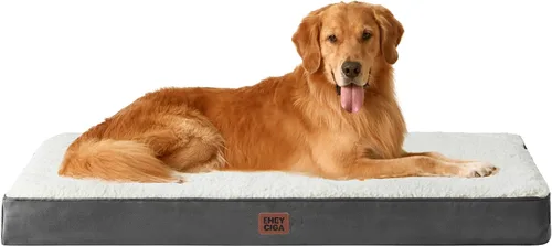 Miniatura 33 de EHEYCIGA Cama ortopédica de espuma para perros grandes, 35 pulgadas de largo x 23 pulgadas de ancho x 3.5 pulgadas de alto, gris claro