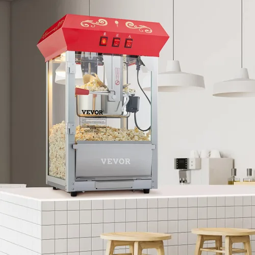 Miniatura 8 de VEVOR - Máquina comercial para hacer palomitas, hervidor de 8 oz, máquina de palomitas de 850 W para 48 tazas por tanda, máquina de palomitas