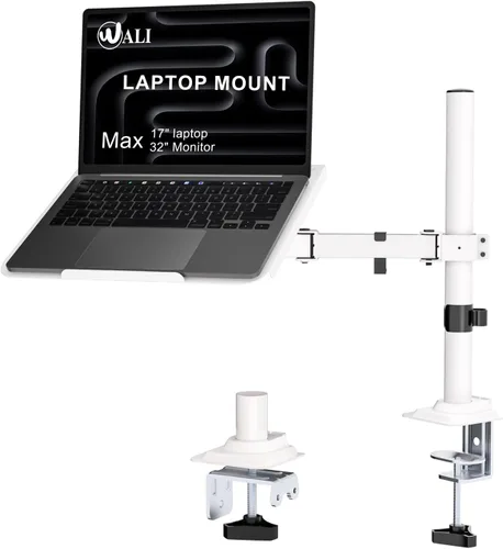 Miniatura 11 de WALI Soporte de pared para laptop, brazo de laptop totalmente ajustable para portátiles de 10 a 17 pulgadas, soporte de pared para monitor 2 en 1