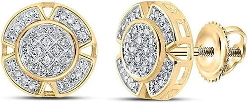 Pendientes redondos de oro amarillo de 10 quilates para hombre con círculo de diamantes 16 Cttw, Metal Piedra Oro amarillo Diamante, Diamante