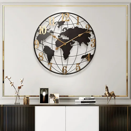 Relojes de pared grandes, vintage, silencioso, sin tictac, de 23 pulgadas, de metal, negro, para sala de estar, dormitorio, oficina, decoración del