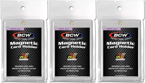 Miniatura 2 de BCW Tarjetero magnético de 180 PT de grosor, paquete de 3, estuche protector para tarjetas con cierre magnético dorado seguro, protección UV, diseño
