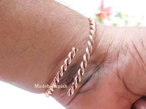 Miniatura 5 de Pulsera tensor hecha a mano de cobre puro 100% cobre, brazalete tensor de cobre, brazalete de cobre de la artritis, regalo de cumpleaños