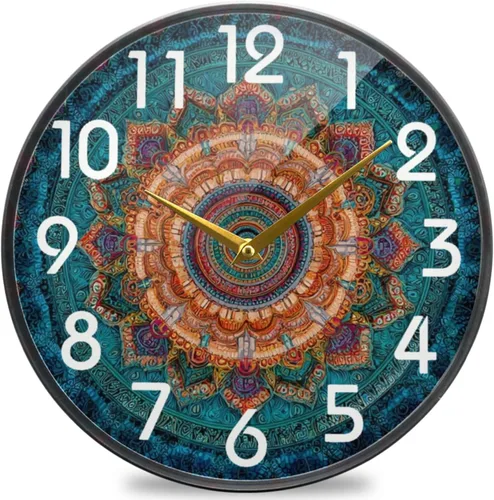 Miniatura 9 de Naanle Reloj de pared redondo con estampado de bandera de la policía estadounidense envejecida, reloj de escritorio analógico silencioso de cuarzo