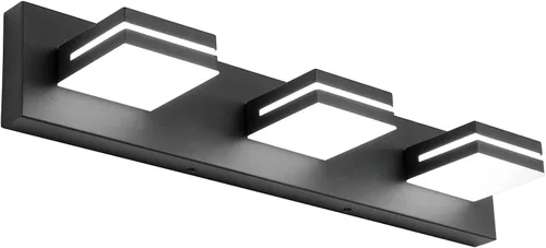 SineRise - Lámpara LED para tocador de baño - Moderna lámpara regulable de acrílico con acabado negro mate para iluminación de pared sobre el espejo
