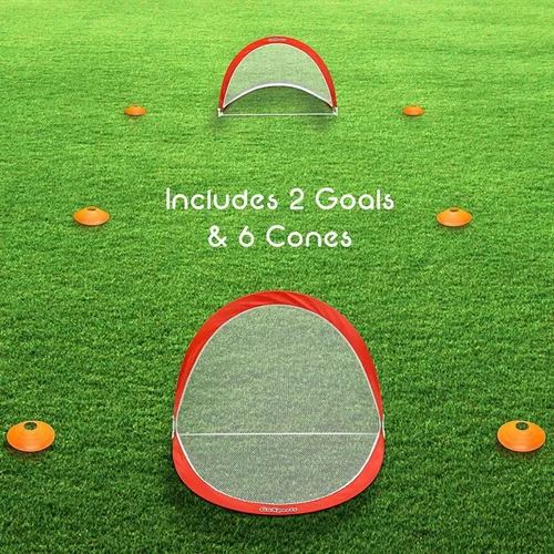 Miniatura 4 de GoSports Porterías de fútbol portátiles desplegables para patio trasero – Niños y adultos – Juego de dos redes con conos de entrenamiento