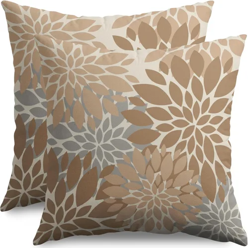 Miniatura 12 de Fundas de Almohada Azul Aguamarina 16X16 Pulgadas Juego de 2, Flores de Dalia Primavera Verano Floral Crema Fundas de Almohada Decorativas