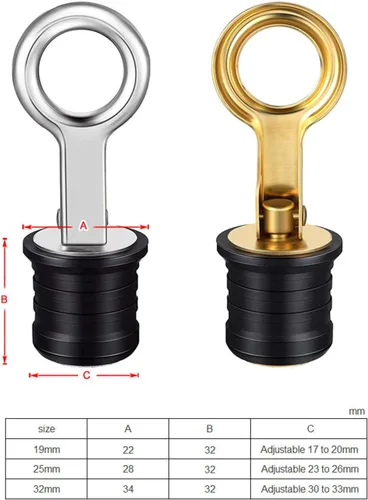 Miniatura 6 de Tapón de drenaje de 3/4 pulgadas, 1 pulgada o 1-1/4 pulgadas, tapón de drenaje, tapones de drenaje para barcos marinos, mango a presión de acero