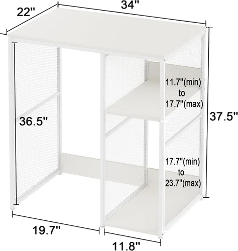 Miniatura 2 de KirKical Gabinete de Bar de Café de 3 Niveles con Espacio para Mini Refrigerador, Soporte de Microondas de Estilo Simple Estante de Panadería, Blanco