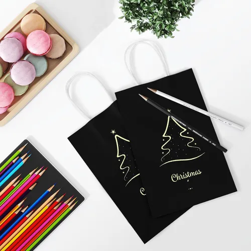 Miniatura 4 de REMTAP Bolsas de papel de regalo de 5.9 x 3.2 x 8.2 pulgadas, 50 bolsas de papel kraft con asas, bolsas de regalo a granel para bodas, fiestas