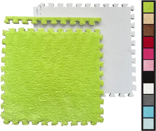 Miniatura 9 de 12 piezas de baldosas de alfombra de espuma entrelazadas para niños con borde, cuadrados gruesos de alfombra de felpa, tapetes de juego para el Negro