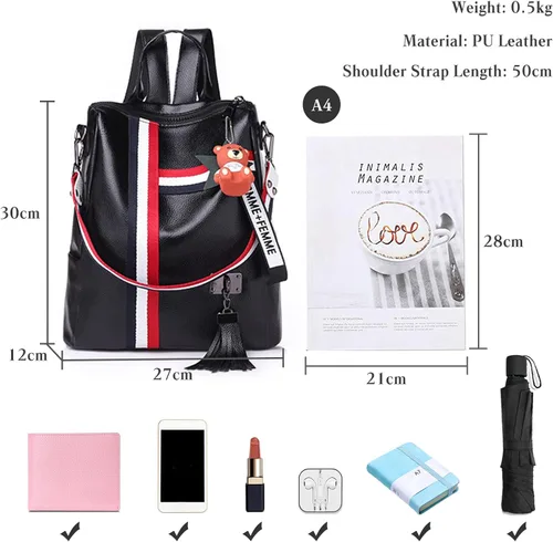 Miniatura 3 de FANDARE Mochila de moda para mujer, bolsas de hombro impermeables, mochilas antirrobo, Negro -, Classic