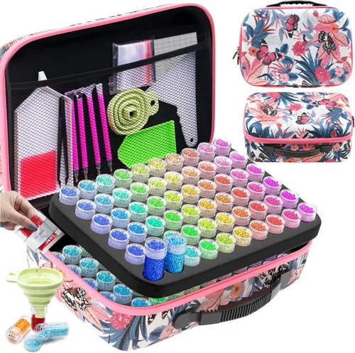 Miniatura 11 de ARTDOT Contenedor de almacenamiento de 30 ranuras para kits de arte de diamantes para adultos, cajas de almacenamiento portátiles de cuentas