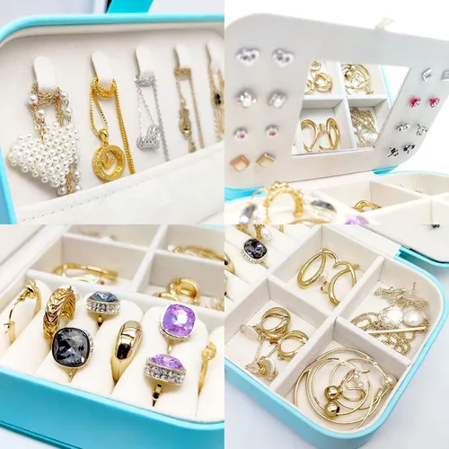 Miniatura 3 de Zoe sunny - Joyero para niñas, organizador de joyas, mini estuche de viaje, pequeño, portátil, para collares, pulseras, aretes, anillos