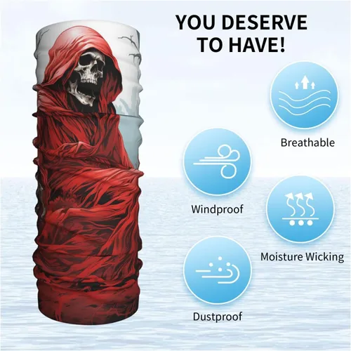 Miniatura 6 de CASGTNZ grim reaper angel Death Dark Blood red Neck Gaiter Face Cover Balaclava Gaiter Mask for Men Women Bandana for Motorcycle Cycling Riding