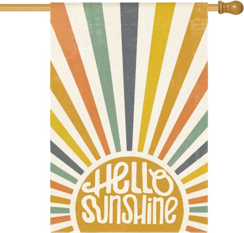 Miniatura 8 de AVOIN colorlife Bandera de jardín clásica de Hello Sunshine de 12 x 18 pulgadas, doble cara exterior, fiesta de verano, vacaciones, arpillera