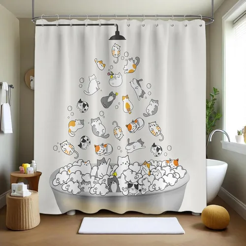 Miniatura 95 de Cortina de ducha floral para primavera y verano, flores silvestres, flores y mariposas, decoración de baño, tela impermeable con ganchos, 70