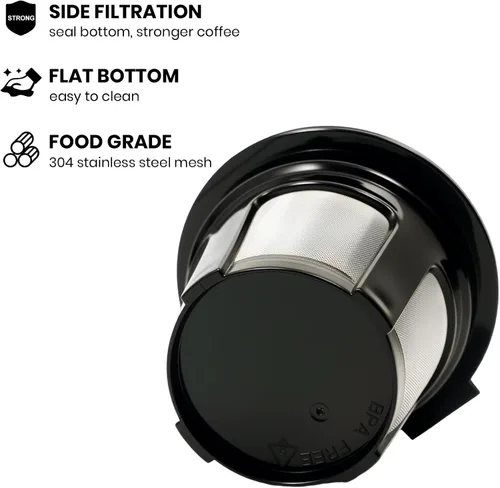 Miniatura 4 de K-Cup reutilizable para Keurig, filtros de café en cápsulas K-Cup recargables sin BPA negros, filtros recargables de ajuste universal para cafetera