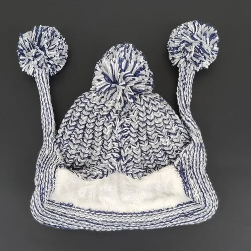 Miniatura 5 de HUAMULAN - Gorro de invierno para mujer estilo peruano con forro polar, solapas para orejas, doble capa, con pompones