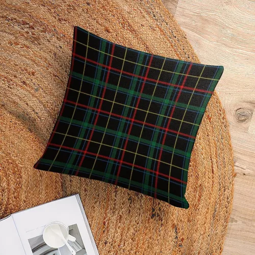 Miniatura 6 de Funda de almohada a cuadros de búfalo verde y negro, 16 x 16 pulgadas, patrón geométrico de cuadros, funda de almohada decorativa moderna para sofá