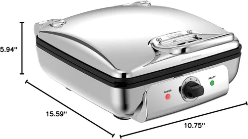 Miniatura 7 de All-Clad Fabricante de Waffles de Acero Inoxidable de 4 Secciones, Fabricantes de Waffles Gruesos de Bélgica, Almacenamiento Vertical 1600 Vatios