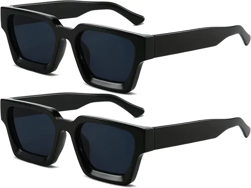 Miniatura 190 de AIEYEZO Gafas de sol cuadradas para mujeres y hombres, gafas de sol cuadradas con montura gruesa, estilo de diseñador simple