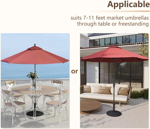 Miniatura 6 de C-Hopetree Base redonda resistente de 26 libras para sombrilla de mesa de mercado de patio al aire libre, color negro