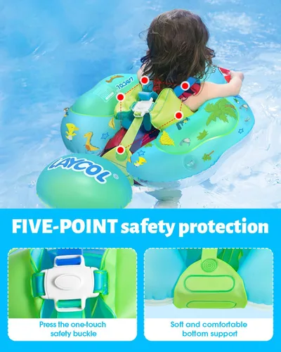Miniatura 4 de LAYCOL - Flotador inflable de natación para bebé con anillo de flotación para piscina y toldo de protección solar, cola añadida, no se voltea