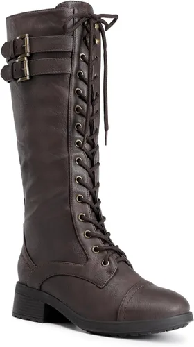Miniatura 8 de DREAM PAIRS - Botas de poliuretano a la rodilla para mujer, estilo de equitación o combate