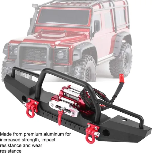 Miniatura 2 de Parachoques RC Crawler, soporte de aluminio duradero con luz LED de cabrestante, pieza de actualización a escala 1/10 para entusiastas de RC