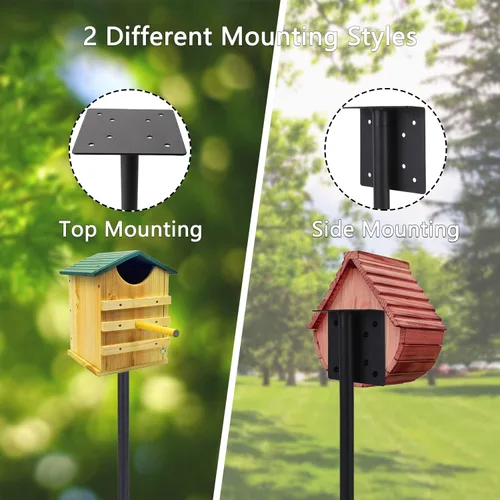 Miniatura 4 de Soporte para comedero de pájaros, poste de 95 pulgadas para pájaros para exteriores, resistente, 5 puntas de base, soporte ajustable para comedero