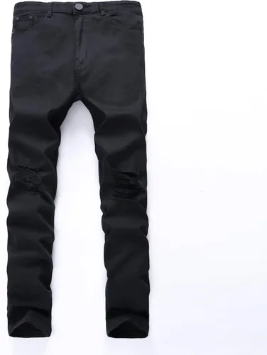 Miniatura 8 de Leward - Pantalones vaqueros para hombre ajustados elásticos color negro