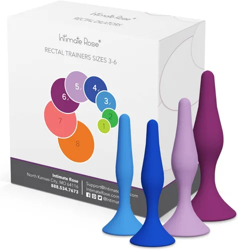 Miniatura 2 de Ahorra un 10 % en el paquete de 4 entrenadores rectales Intimate Rose - Tamaño 3-6 + mango dilatador y paquete de lubricante Velvet Rose.