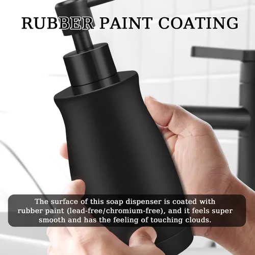 Miniatura 5 de ARKTEK Dispensador de jabón negro mate de acero inoxidable de 13.5 onzas – Dispensador de loción líquida para manos, dispensador de jabón recargable