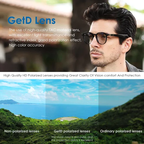 Miniatura 8 de GetD Lentes AI, traducción en tiempo real con IA en 147 idiomas, lentes de sol polarizados inteligentes de nailon, gafas de aviador Bluetooth