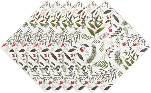Miniatura 7 de DII Holiday Sprigs - Mesa de comedor y decoración de cocina, juego de servilletas, 20 x 20, cuadros Dobby rojos y blancos, 6 piezas