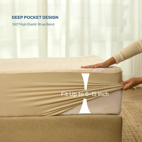 Miniatura 4 de BEDLORE Paquete de 2 protectores de colchón impermeables, tamaño individual con bolsillo profundo de 6 a 15 pulgadas de profundidad, funda