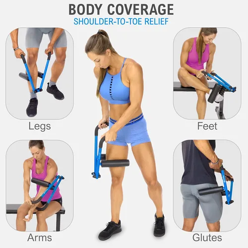 Miniatura 3 de DoubleUP Kit de terapia de rodillos - Masajeador muscular con control de presión de acción de palanca y rodillos de cambio rápido Azul