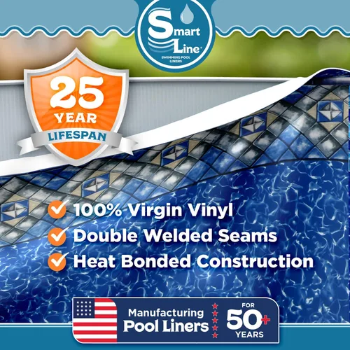 Miniatura 2 de Smartline Revestimiento ovalado para piscina de 15 x 30 pies, estilo mansión, estilo de cuentas, altura de pared de 52 pulgadas, vinilo virgen
