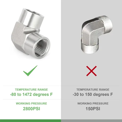 Miniatura 4 de TAISHER Codo de calle Barstock de acero inoxidable 304 de 90 grados, 1 pulgada NPT hembra a 1 pulgada NPT hembra 304 accesorio de tubería inoxidable
