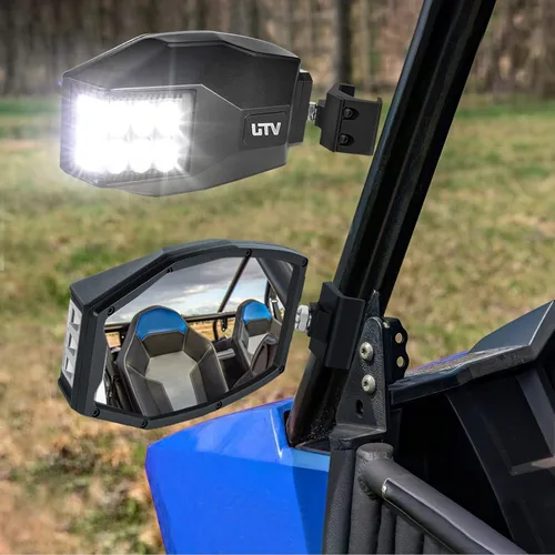 Miniatura 7 de Espejos Laterales UTV con Luces LED, Espejo Retrovisor Iluminado que se Ajusta a Jaula de Barra Antivuelco de 1.5"-2", Espejos Laterales RZR