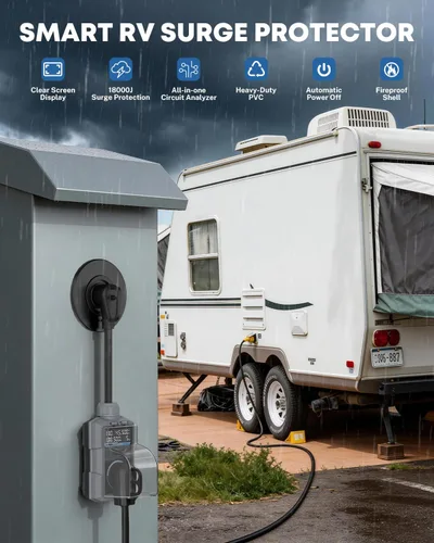 Miniatura 8 de Kohree Protector contra sobretensiones RV de 30 amperios, 18000 julios, protección contra sobretensiones de sobretensión, adaptador de enchufe RV