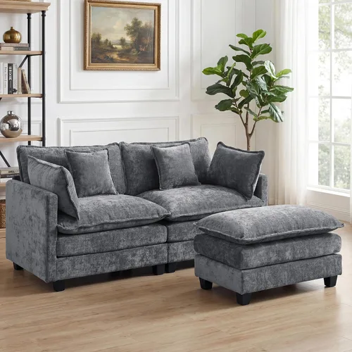 Miniatura 22 de Sofá seccional, cómodo sofá modular de nube, sofá modular de asiento profundo, sofá moderno en la nube, sofás modulares para sala de estar, Beige