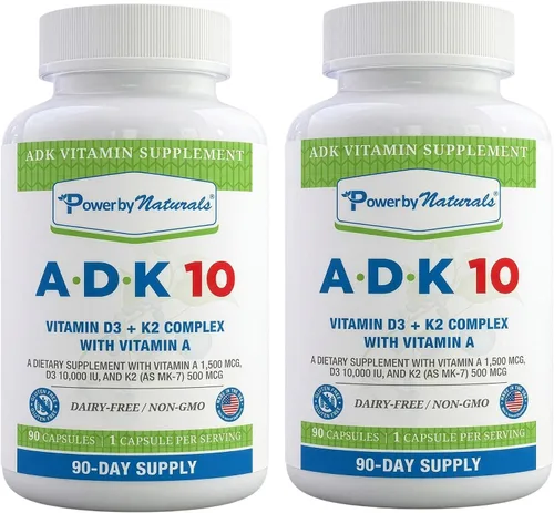 Miniatura 13 de Power By Naturals ADK 10 - Vitamina A de alta potencia, D3 10000 IU, suplemento K2 MK7 – 90 pastillas (1 unidad) para 3 meses de apoyo a la salud