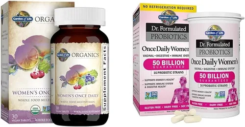 Garden of Life Una vez al día multi 30 tabletas orgánicas para mujeres y probióticos formulados por Dr. para mujeres 50 mil millones de UFC 30