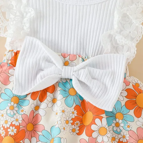 Miniatura 53 de Mubineo Ropa de verano para bebé niña, sin mangas, encaje floral, vestido de mameluco para recién nacido