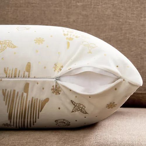 Miniatura 7 de Topfinel Juego de 2 fundas de almohada de Navidad de 12 x 20 pulgadas, fundas de almohada lumbar doradas, fundas de almohada lumbar, fundas de Crema