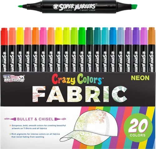 Miniatura 11 de U.S. Art Supply Super Marcadores Negros de Doble Punta para Tela Permanentes para Ropa - Juego de 6 Bolígrafos de Tela con Tinta Permanente