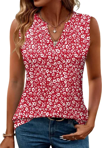Miniatura 28 de Romanstii Camisas sin mangas para mujer, estilo casual, de verano, cuello en V, blusas elegantes, túnica